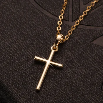 2020 Módne Jednoduché Kríž Náhrdelník Zlato Strieborná Farba Prívesok Na Krk Reťaz Christian Ornament Náhrdelníky Darčeky Ženy Muži Šperky