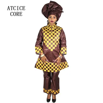 Doprava zadarmo nových afrických bazin výšivky dashiki dizajn šaty hore s nohavice afriky oblečenie pre dámy