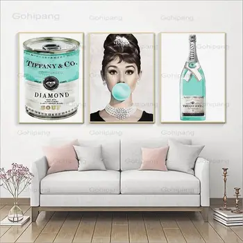 Maliarske plátno Raňajky U tiffanyho Plagáty a Vytlačí Audrey Hepburn Wall Art Nordic Plagát Módne obrazov na Stenu pre Izba