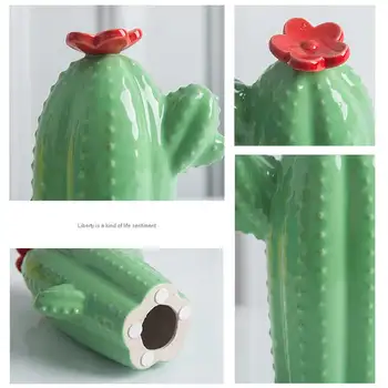 Kaktus Socha Lesklý Dekoratívny Figúrka Ručné Krásne Rastlín Ornament Domova Vianočný Darček 3KS Keramické Žltá Modrá Zelená