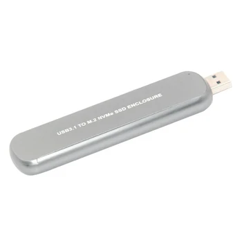 Prenosný Pevný Disk Krytu USB3.1 M. 2 NVMe SSD Krytu z Hliníkovej Zliatiny Mobilný Pevný Disk Prípade Striebro