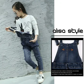 2020 dievčatá na jar a na jeseň vložený nový kórejský verzia z bavlny, náprsníkové nohavice veľké deti džínsy strečové nohavice tide