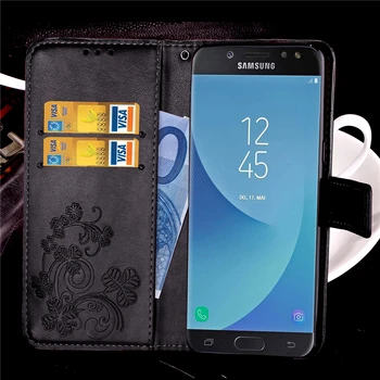 Premium PU Kožené Peňaženky Prípade Stojan A Kreditné Karty Sloty Shockproof obal Pre Samsung Galaxy J5 J530 (2017) Mobilný Telefón
