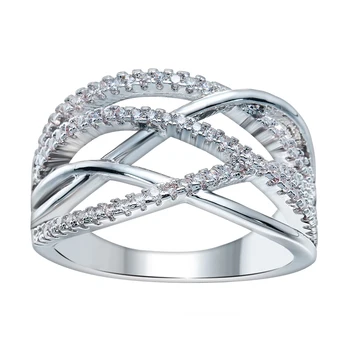 Striebornú farbu prstom Prstene, šperky pre milenca kríž nový rok darček biely cz luxusné roztomilé lady šperky Zásnubný Prsteň Distribúcia