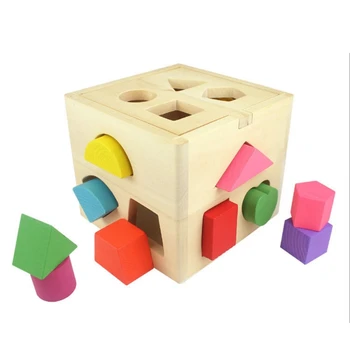 Drevené kocky, hračky cube puzzle dieťa plug-in box drevená hračka v prstoch vzdelávacie hračka