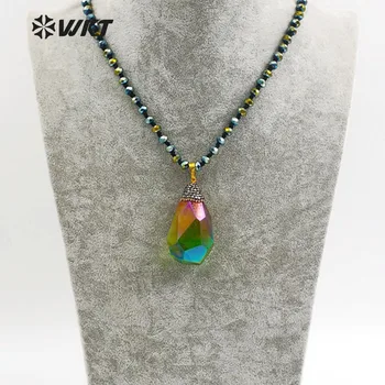 WT-NV204 Veľkoobchod s prírodným kameňom náhrdelníky kvapka vody kryštál kremeňa s 28-palcové crystal korálky 4 voliteľné farby ženské šperky