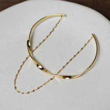 Amaiyllis 18K Zlata Minimalistický Mobius Dvojvrstvové Lesk Reťazca Rotujúce Otvoriť Náramok Náramok Pre Ženy Bijoux Šperky