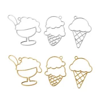 30Pcs Najrôznejších Ice Cream Kužele Kovový Rám Šperky UV Živice Charm Nastavenie Rámu