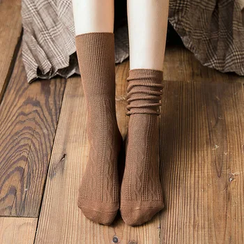 Odbavenie Predaj dámske Ponožky Zimné Teplejšie Pevnej Bavlnenej Pletenej Dlhé Ponožky Japonský Harajuku Štýl Vintage Streetwear Posádky Ponožky