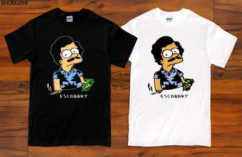 Cartoon Pablo Escobar Modrá 1side Čierne a Biele tričko (XS-5XL) Cartoon t shirt mužov Unisex Móda tričko Voľné Veľkosť sbz8293