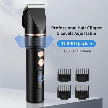 Profesionálne Kaderníctvo Hair Clipper Fréza Nabíjateľná Elektrické Dokončiť Rezací Stroj Fúzy Telo Zastrihávač Holiaci Strojček Bezdrôtový Šnúrový