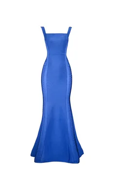 2019 Modrá čierna dlhá okolo Morská víla - obväz šaty na leto, jeseň Sexi Večierok Bodycon šaty veľkoobchod Šaty + oblek