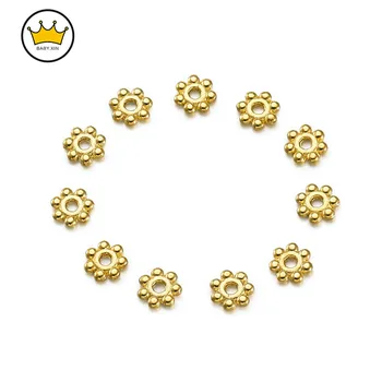 500PCS/Veľa Zlaté Snowflake Kovové Korálky Pre Šperky Označenie Voľné Dištančné Korálky Náramok Náhrdelník Kúzlo Šperky Hľadanie 4.5 mm