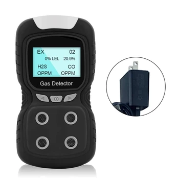 LCD 4 v 1 Jedovatý Plyn Alarm Detektor CO O2, H2S Kyslíka Monitor Gas Analyzer Meter USB Nabíjateľné Digitálny Detektor Plynu