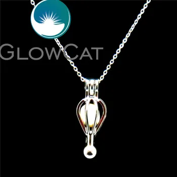 GLOWCAT K565 Strany Šperky Geometrie Waterdrop Korálky Klietky Esenciálny Olej Difúzor Hliva Pearl Klietky Medailón Náhrdelník