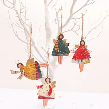 4 KS Vianočné Kovové Tanec Anjel Prívesky Vianočný Stromček Zavesenie Ozdoby na Vianočný Strom Dekorácie Doll na Domácej Strane