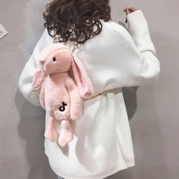 Dieťa plyšový zajačik batoh Módne Cartoon Plyšové Taška Roztomilé ružové vrhu králik Zvierat Bábika anime plyšové hračky aktovka dievčatá, darček taška