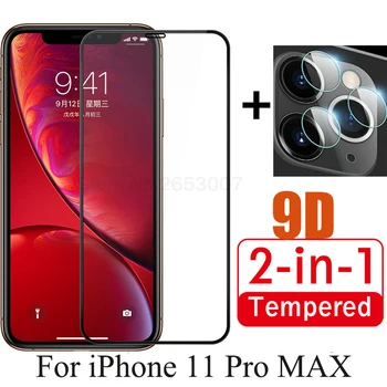 2-v-1 Všetky 9D Objektív Fotoaparátu Sklo Pre iPhone 11 Pro Max 7 8 Plus Tvrdeného Skla Pre iPhone 11 Pro MAX 8 7 XS XR X Kryt Prípade Sklo