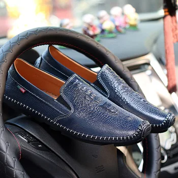 OUDINIAO Krokodíla Dizajn Mens Topánky Bežné Ukázal Prst Sklzu Na Ručné Obuv Muži Pevné Mokasíny taliansky Soild Mužov Luxusné Topánky