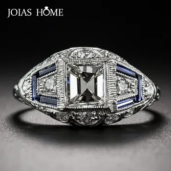 JoiasHome 925 sterling silver ring Európskych a Amerických tvorivé kvety vykladané s blue topaz žena zásnubný prsteň