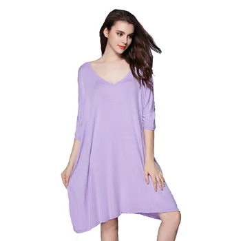 Ženy Lncrease Veľkosť Modálne Nightgowns Sleepshirts Leto Doma Šaty Sleepwear Voľné Pohodlné Oblečenie Nightdress