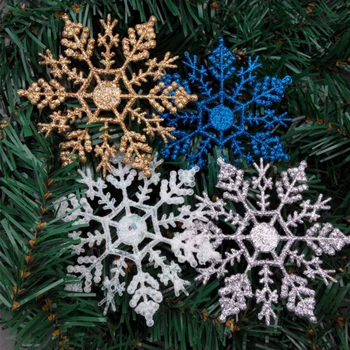 12PCS Snowflake Ozdoby na Vianočný Stromček Prívesok Dekorácie Veselé Vianoce Strana navrhne Trblietavý Lesk