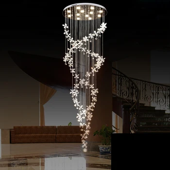 Villa duplex schodisko crystal visiace svietidlá LED dvojité S-špirála hotel obývacia izba, krištáľové lustre jednoduché LED osvetlenie na čítanie