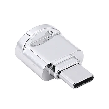 Strieborný Prenosný USB 3.1 TYPU C Na Micro SD Mini Card Reader OTG Adaptér Pre Telefóny Samsung Notebook PC