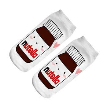 Krásne 3D Nutella List Fľaša Zábavné Ponožky pre Dievča Bežné Cartoon Dizajn Šťastný Unisex Ponožky Low Cut Členok Vianočné Ponožky