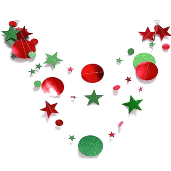 10PCS Lesk Star Okrúhle Papierové Girlandy Vianočné Banner Bunting Narodeniny, Vianočné Dekorácie Vianoce