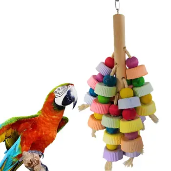 Papagáj Žuvacie Hračky Škrečkov Vtáčí Zobák Brúsenie Kameňa Klietky Visí Drevený Blok Skus Hračky Úst uloženie stoličiek na Conure Eclectus C42