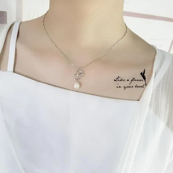 [MeiBaPJ] Módne Motýľ Skutočný Prírodný Perlový Náhrdelník Prívesok 925 Sterling Silver Prívesok Náhrdelník Strany Šperky pre Ženy