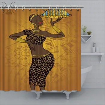 Retro Štýl Vytlačené Sprchový Záves Americký Afriky Mama A Dieťa Nepremokavé Kúpeľňa Opony Polyester Textílie Pre Kúpeľ Decor Set