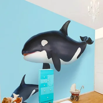 Nové Vlastné 3D Veľké Nástenné Tapety cartoon trojrozmerný Svet pod vodou veľryba detskej izby TVBackground obývacia Spálňa