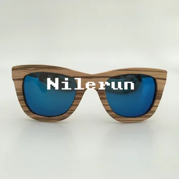 Vysoká kvalita jedinečné ručné zebra dreva slnečné okuliare s modrým polarizované šošovky a otváracie cut pre zmenu objektív