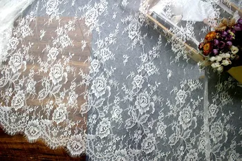 3Meter/Veľa Biela Čierna Francúzsko Rias Čipky Textílie 150 CM Svadobné Šaty, Sukne DIY Výšivky, Kvetinové Šaty Šiť Príslušenstvo VK1570