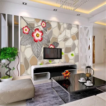 XUE SU Prispôsobené veľké tapety na stenu 3D troch-dimenzionální kameň kvetinové dekorácie interiéru maľovanie