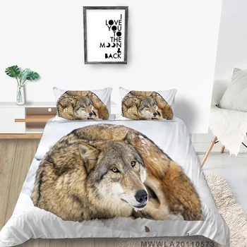 3D Wolf Pack Posteľ Nastaviť King Size Misty Forest Perinu Kráľovná Jeden Twin Full Double Módne posteľná bielizeň Nastaviť Mesiac Noc