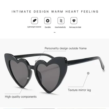 Módne Značky Dizajnér Srdce, slnečné Okuliare Ženy Vintage PC Reflexné Okuliare pre Ženy Zrkadlo Retro Nakupovanie Oculos De Sol Gafas
