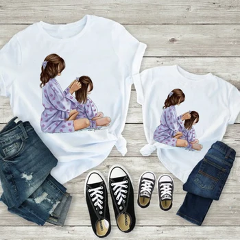 Hipster Voľné tričko Super Mama Celkom Mama Dcéru Oblečenie, Lacné Pop Bežné Baby Girl Šaty Jednoduchý Univerzálny Rodinný Vzhľad