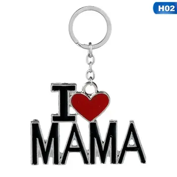 Kovové Rodiny Prívesok Keychain Milujem MAMA/MAMA/OTEC/PAPA List, kľúčenky so suvenírmi Šperky Krúžok Matka Otec 's Day Darček