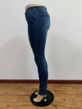 2018 Nové chudá džínsy žena Bavlna kovboj nohavice Stredný pás modrý roztrhané džínsy pre ženy priateľ džínsy ženy džínsové nohavice