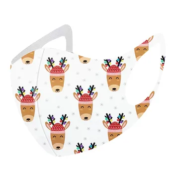 Vianočné Elk Cartoon Legrační Tvár Masku Pre Dospelých Unisex Umývateľný Opakovane Textílie Masky Prachotesný Štít Na Tvár Mascarillas Maske #127