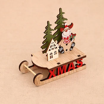 Zz - 3D Saniach Santa Claus, Vianočné Drevené Visí Prívesky Tabuľka Okno Vianočné Dekorácie Pre Domov Strán Nový Rok Navidad
