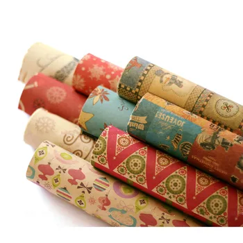 10 KS Vianočný Baliaci Papier Rolka Zábal Craft Papier DIY Kvet Balenie Papierové Dekorácie Súčasnosti Zápisník Craft Papier