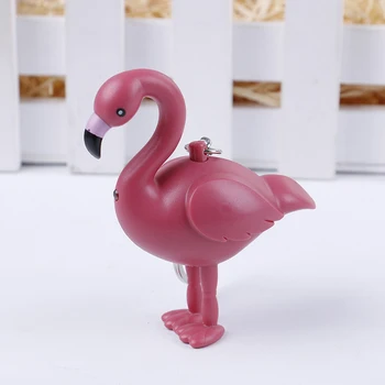 Flamingo Svetla Led Prívesok Zvierat Zvuk Lampy Baterky Krúžok Deti Darček Hračka