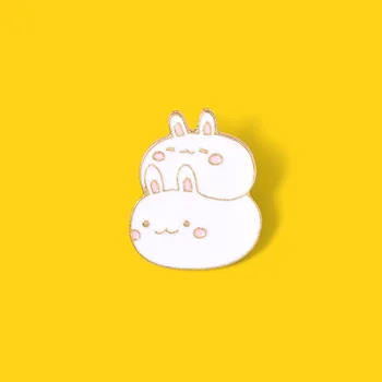 Roztomilý zajačik Brošňa Fashion white rabbit brošňa Preklopke kolíky Šťastný málo hrá brošňa Cartoon Zvieratá Tuku Bunny Šperky, Darčeky