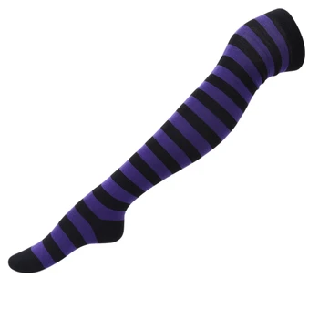 Ženy, Dievčatá Nad Kolená Dlhé Pruhom Vytlačené Stehná Vysoké Prekladané Bavlnené Ponožky Sladké Roztomilý Plus Veľkosť Overknee Ponožky