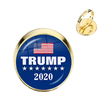 Trump 2020 Sklo Cabochon Krúžky USA Voľbách Zber Udržať v Amerike Veľký Zlatý Á Prstene Pre Ženy, Mužov Podporu Trump Darček