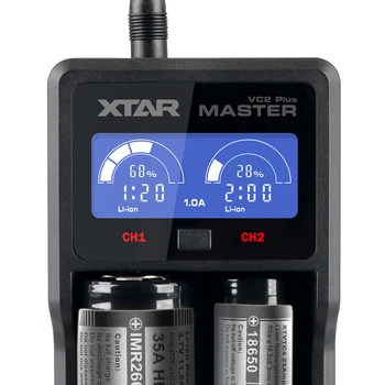 XTAR VC2 Plus Dva Kanály LCD Displej Nabíjačka Pre 10440 1340 14500 18650 18700 26650 AA AAA Batérie...